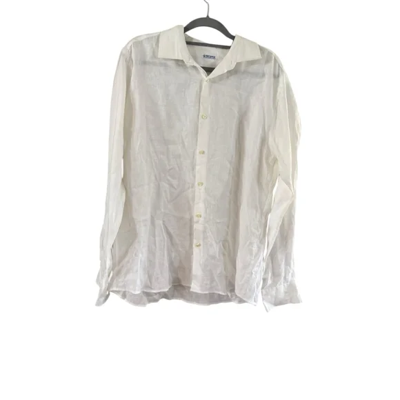 Women's Bruno White Linen Button Down Shirt L - Picture 2 of 9